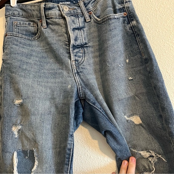 Old Navy Women's High Rise O.G Straight Patchwork Light Wash Jeans Size 6 - Picture 7 of 14
